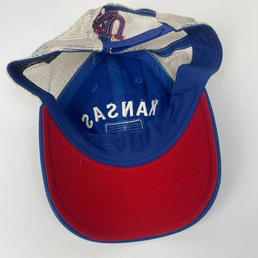 Kansas Adidas Trucker Hat Mens OSFA Blue NCAA Basketball Jayhawks Snapback EUC
